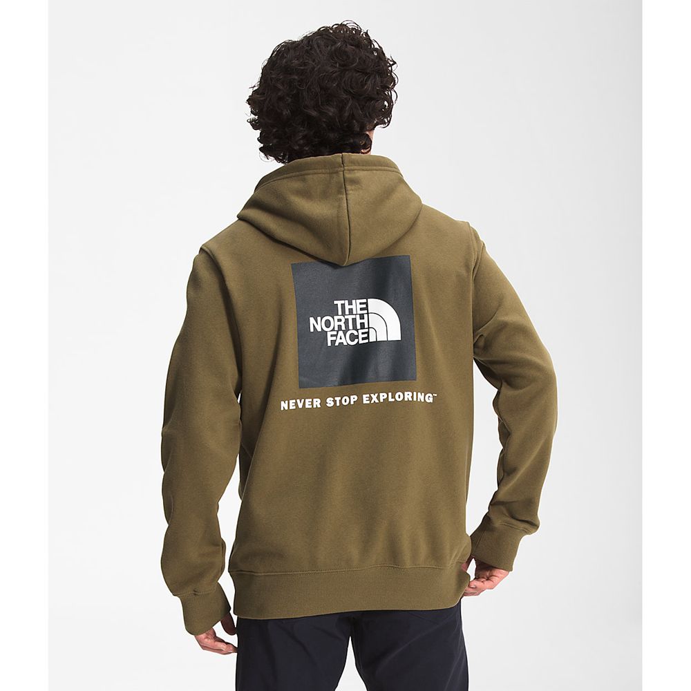 The North Face Hoodie Mens Australia - The North Face Box Nse Pullover Olive Green (FZI-352608)